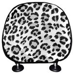 White Leopard Print Car Headrest Covers