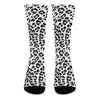 White Leopard Print Crew Socks