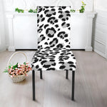 White Leopard Print Dining Chair Slipcover