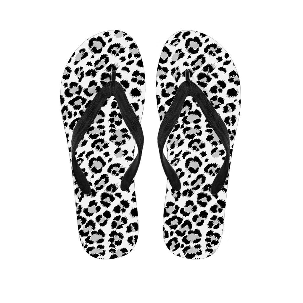 White Leopard Print Flip Flops