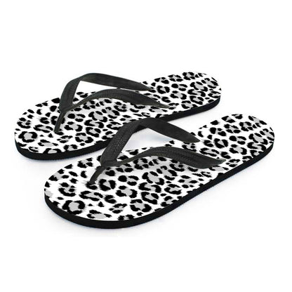 White Leopard Print Flip Flops