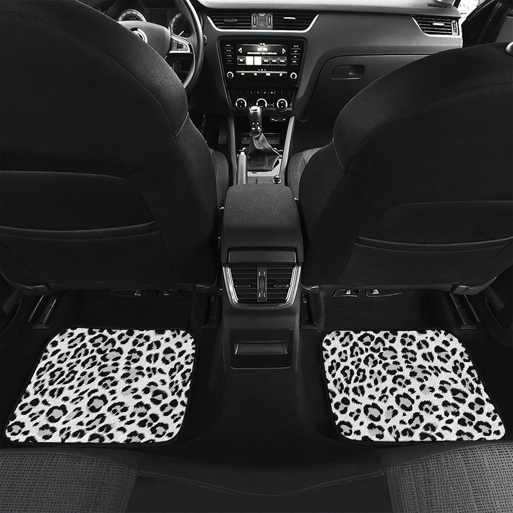 White Leopard Print Front and Back Car Floor Mats