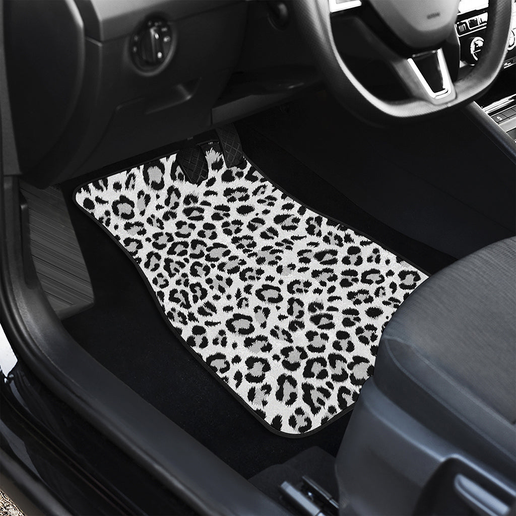 White Leopard Print Front and Back Car Floor Mats