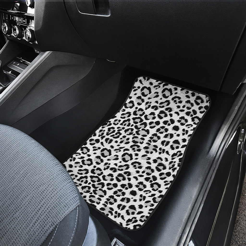 White Leopard Print Front and Back Car Floor Mats