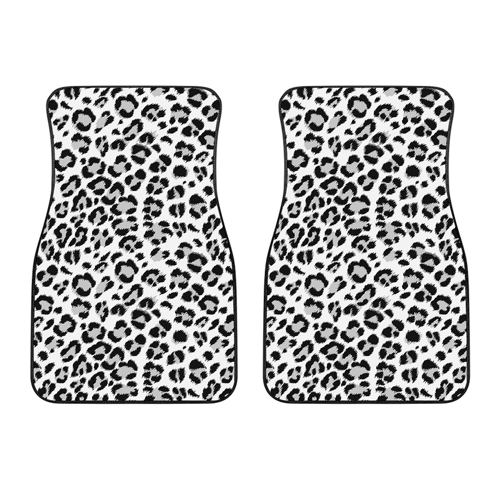 White Leopard Print Front Car Floor Mats