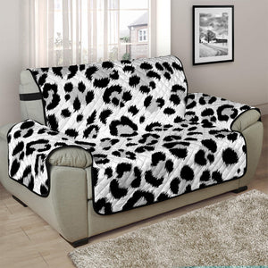 White Leopard Print Half Sofa Protector