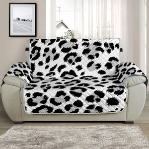 White Leopard Print Half Sofa Protector