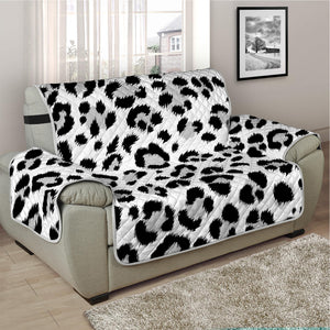 White Leopard Print Half Sofa Protector