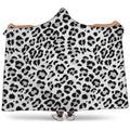 White Leopard Print Hooded Blanket