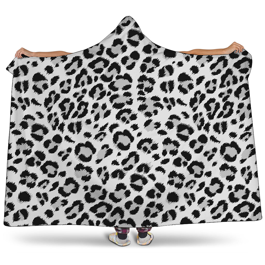 White Leopard Print Hooded Blanket
