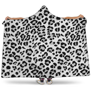 White Leopard Print Hooded Blanket