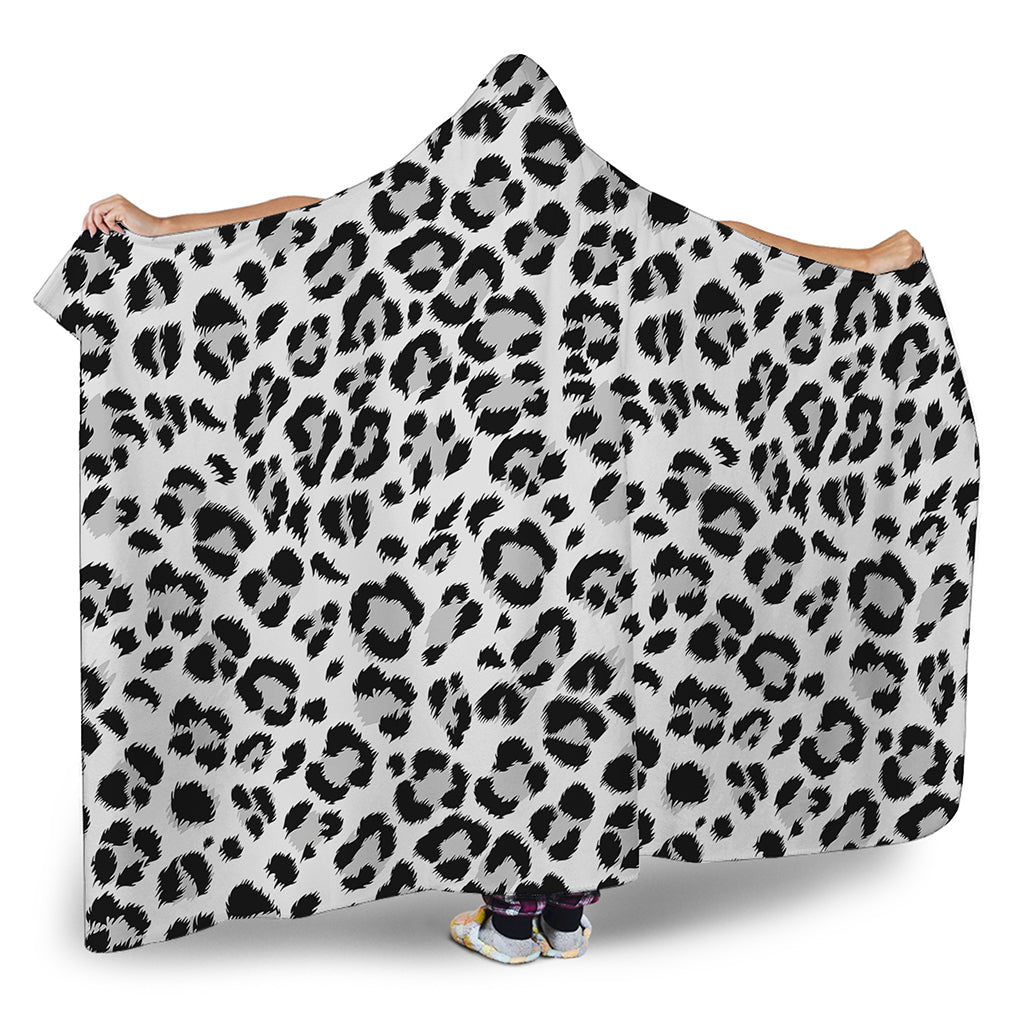 White Leopard Print Hooded Blanket