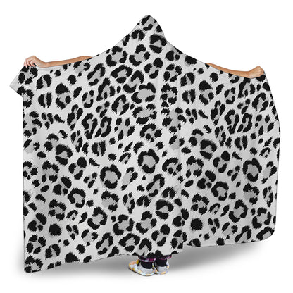 White Leopard Print Hooded Blanket
