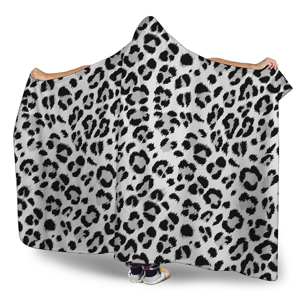 White Leopard Print Hooded Blanket