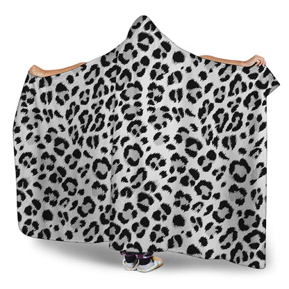 White Leopard Print Hooded Blanket