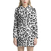 White Leopard Print Hoodie Dress