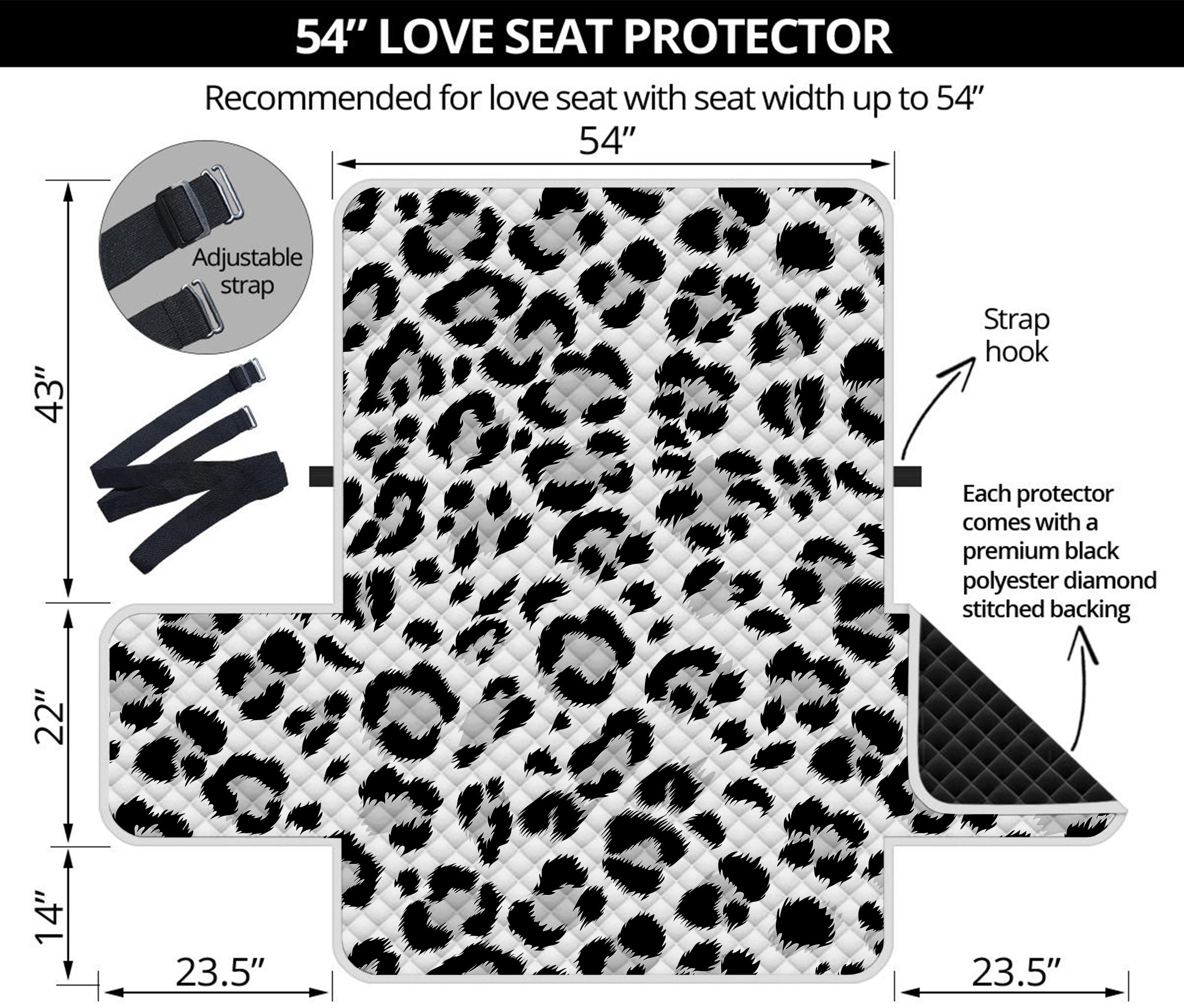 White Leopard Print Loveseat Protector