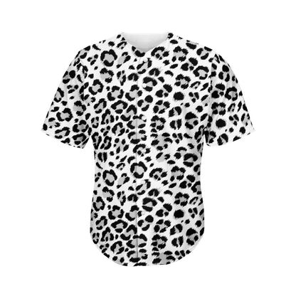 White Leopard Print Men's Baseball Jersey