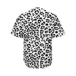 White Leopard Print Men's Baseball Jersey