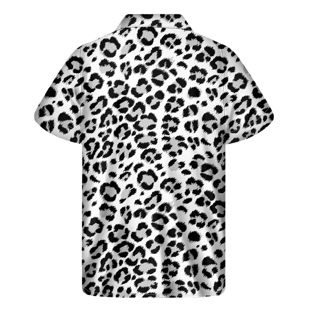 White Leopard Print Men's Short Sleeve Shirt
