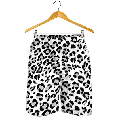 White Leopard Print Men's Shorts