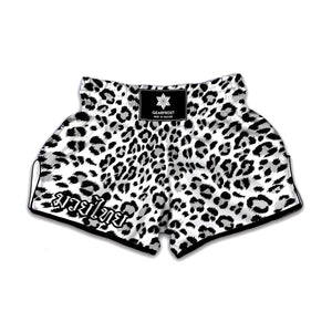 White Leopard Print Muay Thai Boxing Shorts