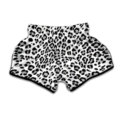 White Leopard Print Muay Thai Boxing Shorts