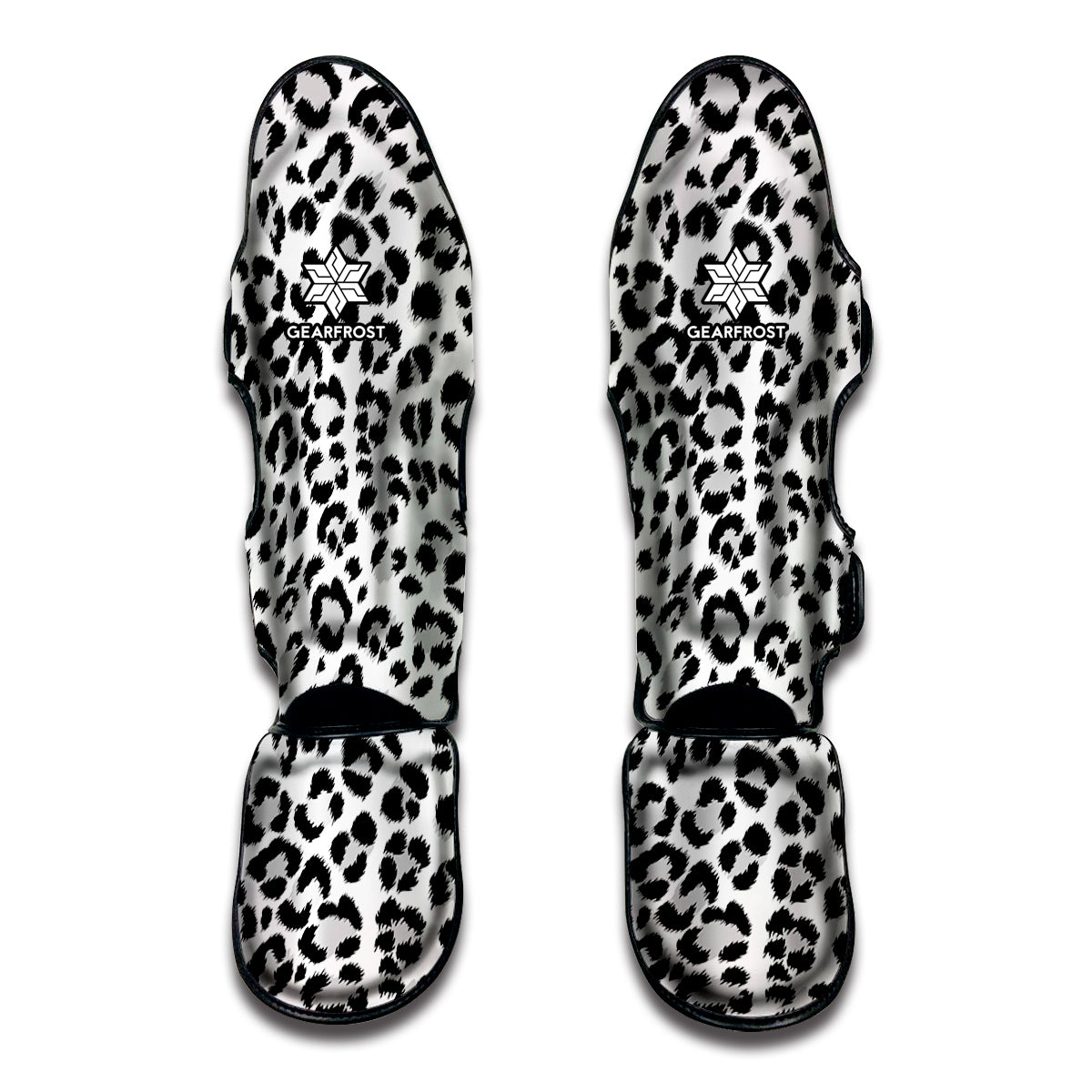 White Leopard Print Muay Thai Shin Guard