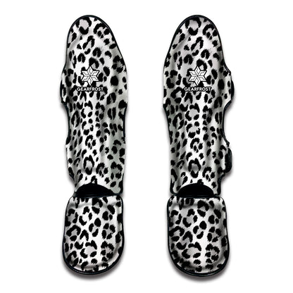 White Leopard Print Muay Thai Shin Guard