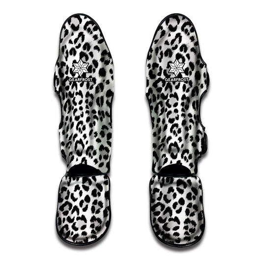 White Leopard Print Muay Thai Shin Guard