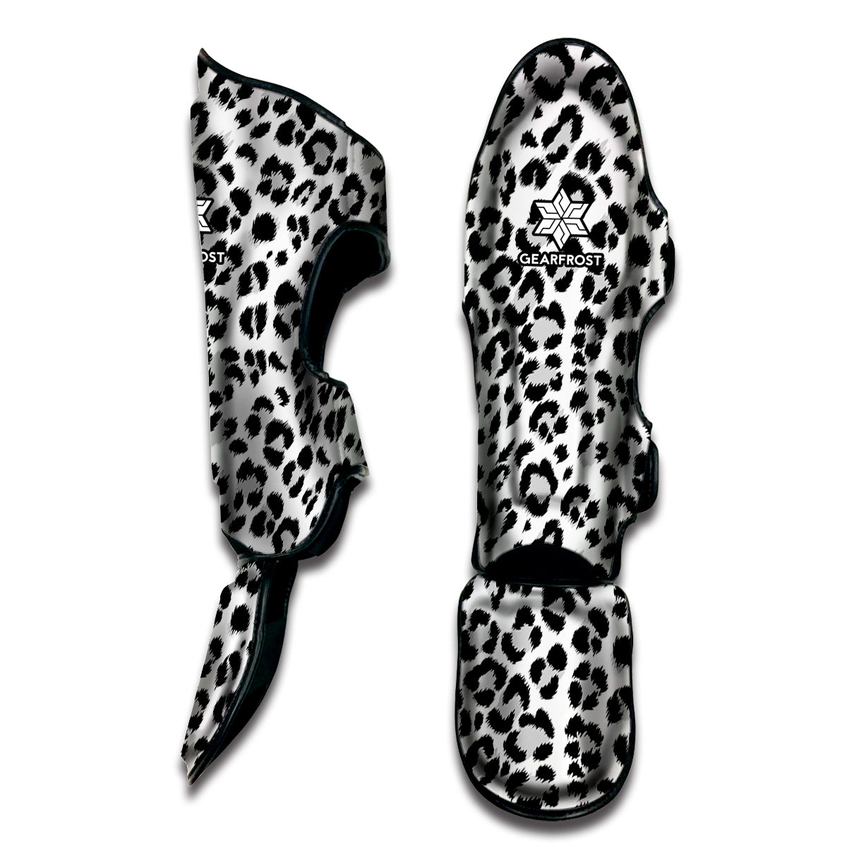 White Leopard Print Muay Thai Shin Guard