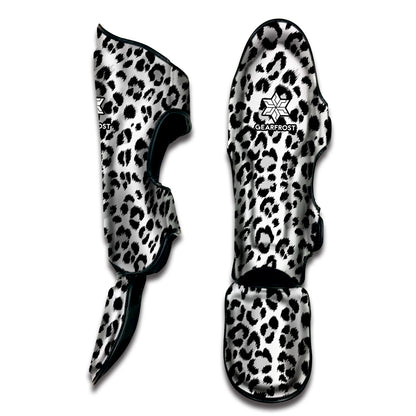 White Leopard Print Muay Thai Shin Guard