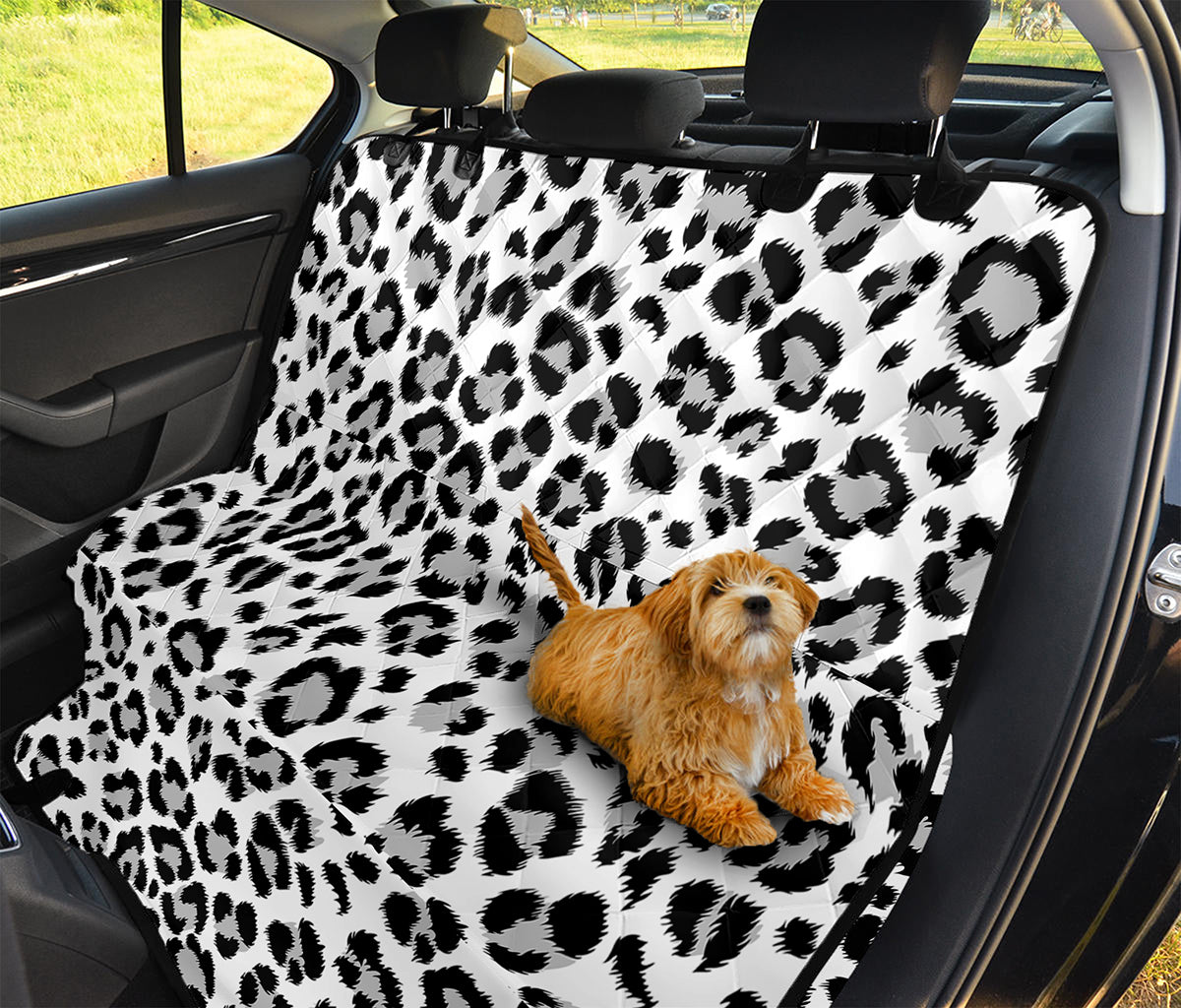 White Leopard Print Pet Car Back Seat Cover