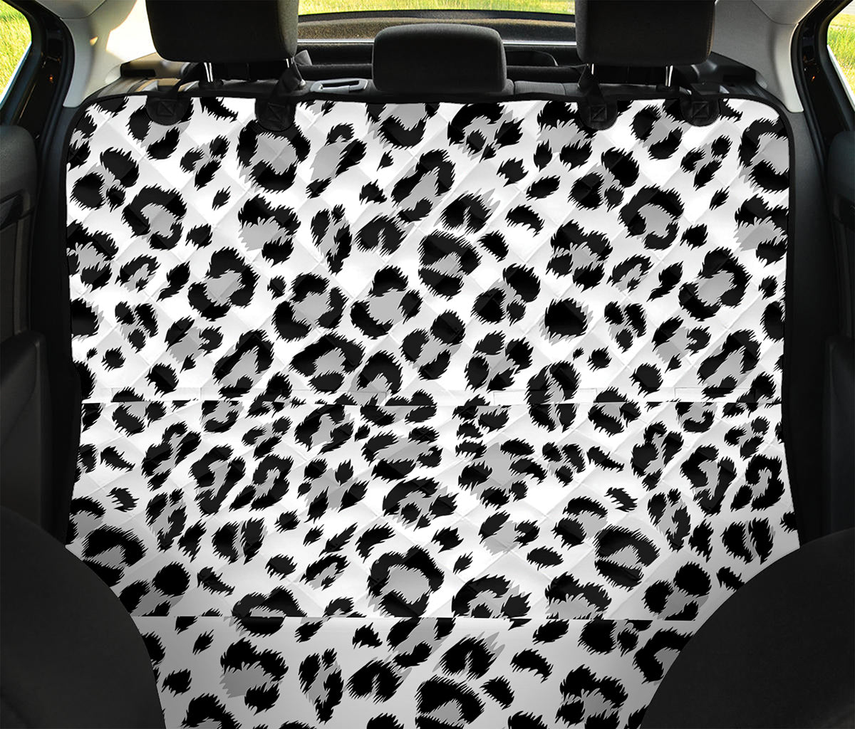 White Leopard Print Pet Car Back Seat Cover