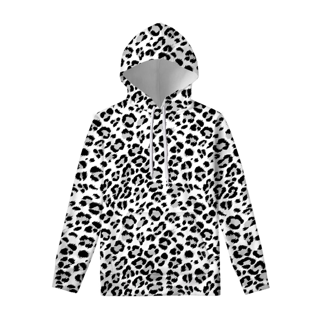 White Leopard Print Pullover Hoodie