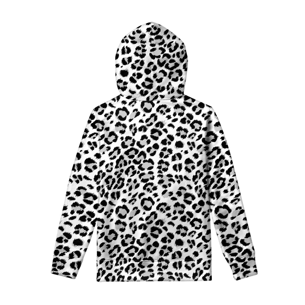 White Leopard Print Pullover Hoodie