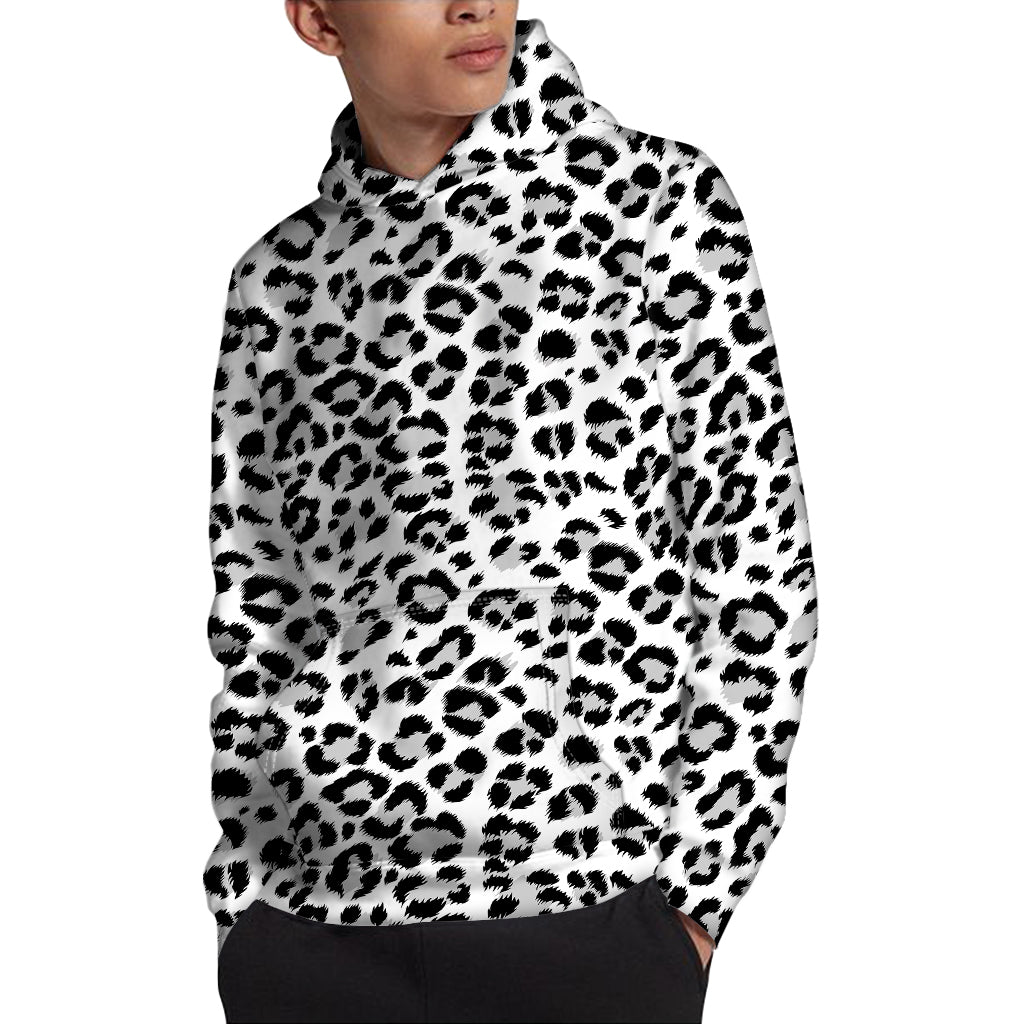 White Leopard Print Pullover Hoodie