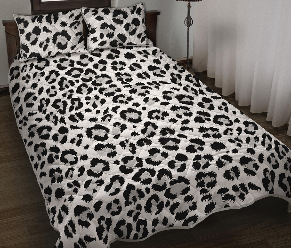 White Leopard Print Quilt Bed Set