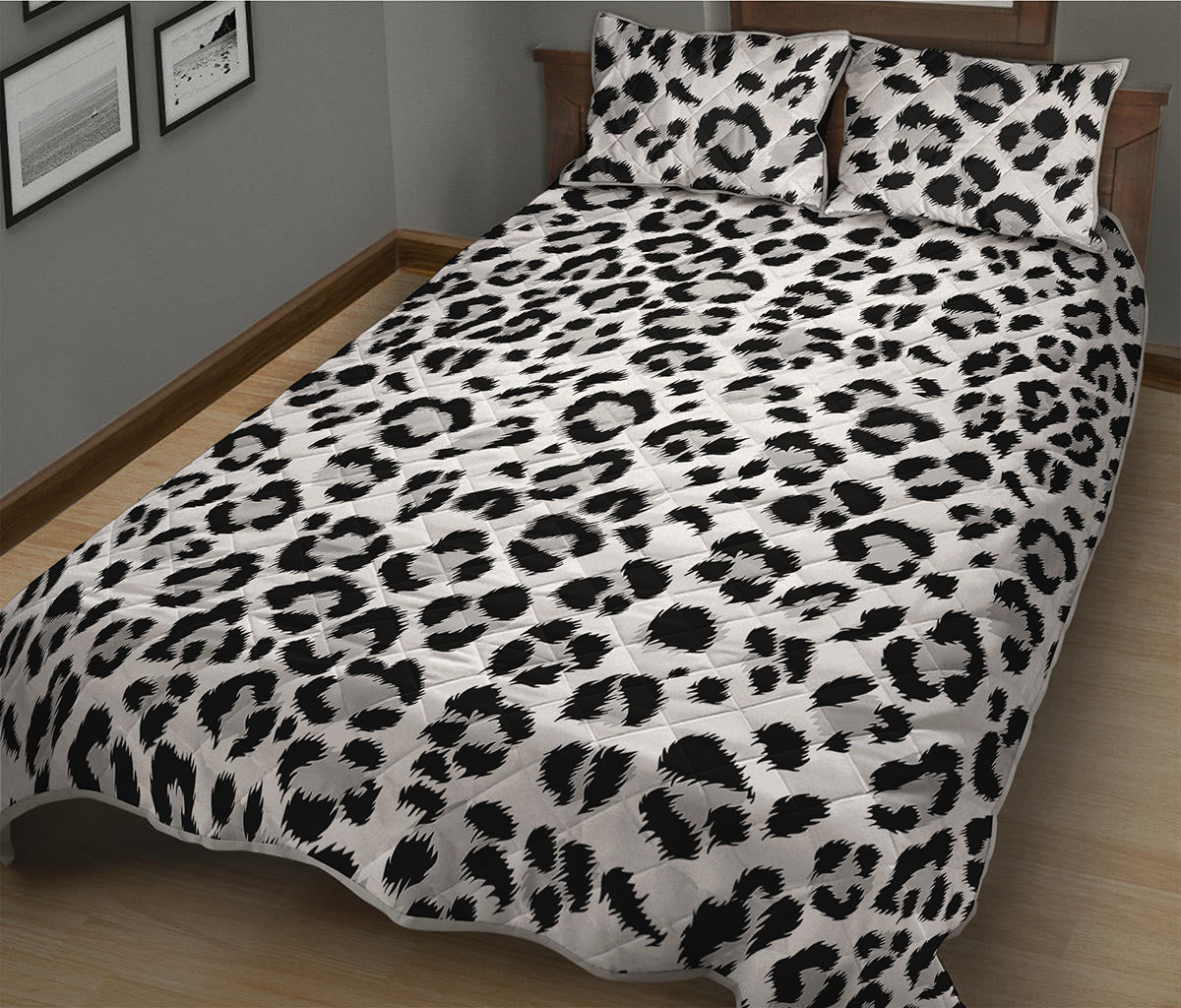 White Leopard Print Quilt Bed Set