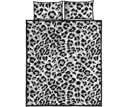 White Leopard Print Quilt Bed Set