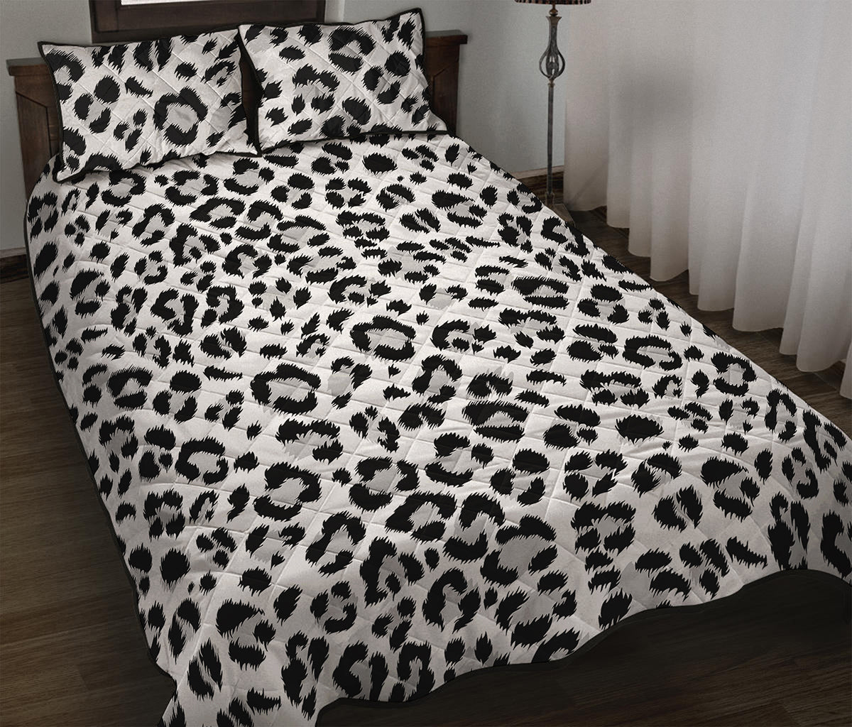 White Leopard Print Quilt Bed Set