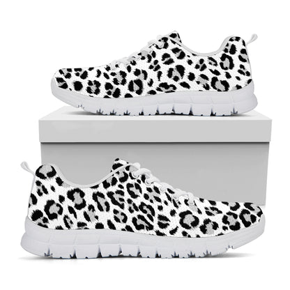 White Leopard Print White Sneakers