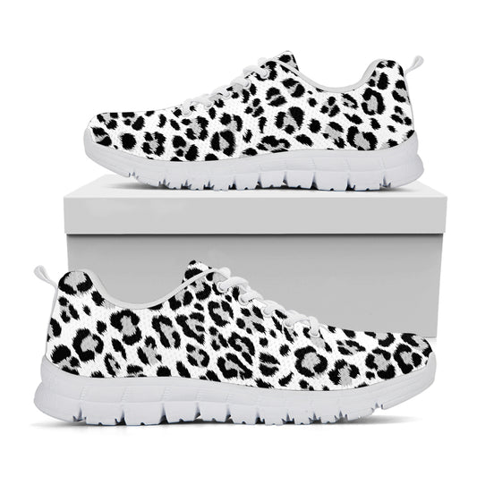 White Leopard Print White Sneakers