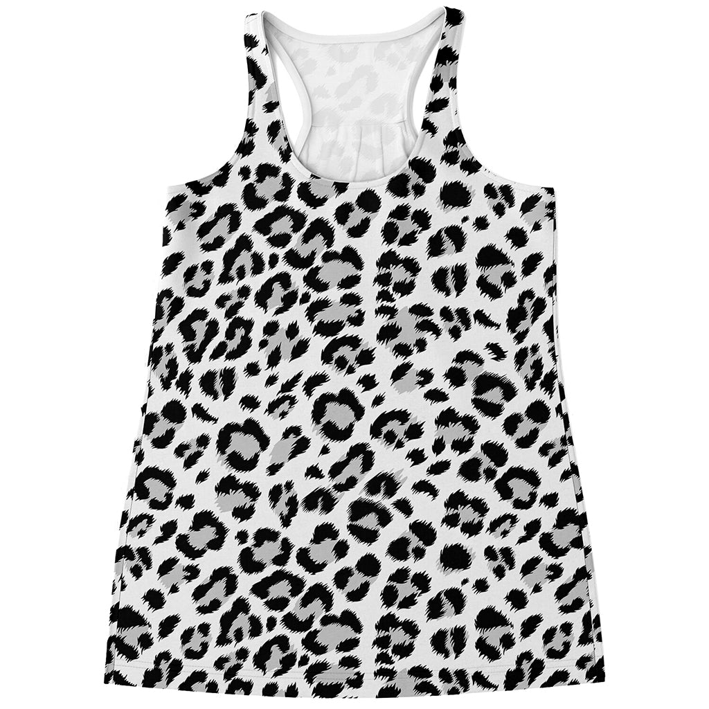 White Leopard Print Women's Racerback Tank Top