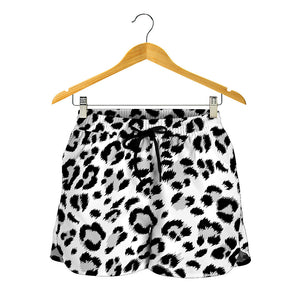White Leopard Print Women's Shorts
