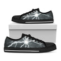 White Lightning Print Black Low Top Sneakers