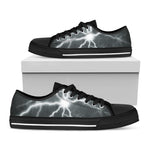 White Lightning Print Black Low Top Shoes