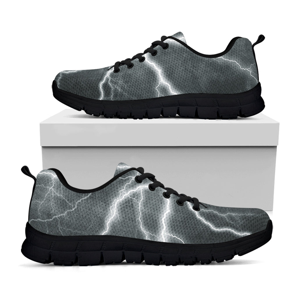 White Lightning Print Black Sneakers
