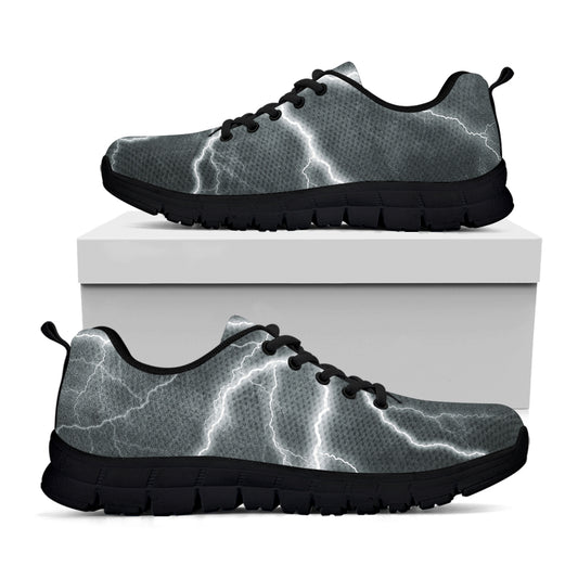 White Lightning Print Black Sneakers
