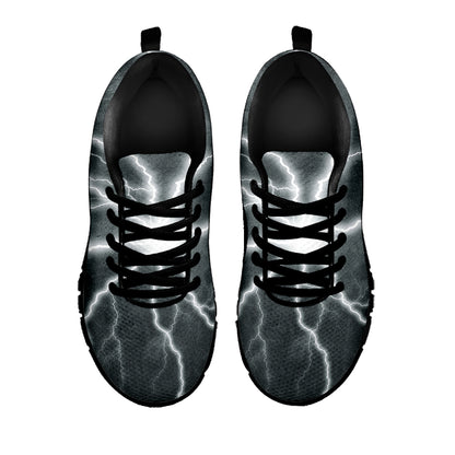 White Lightning Print Black Sneakers
